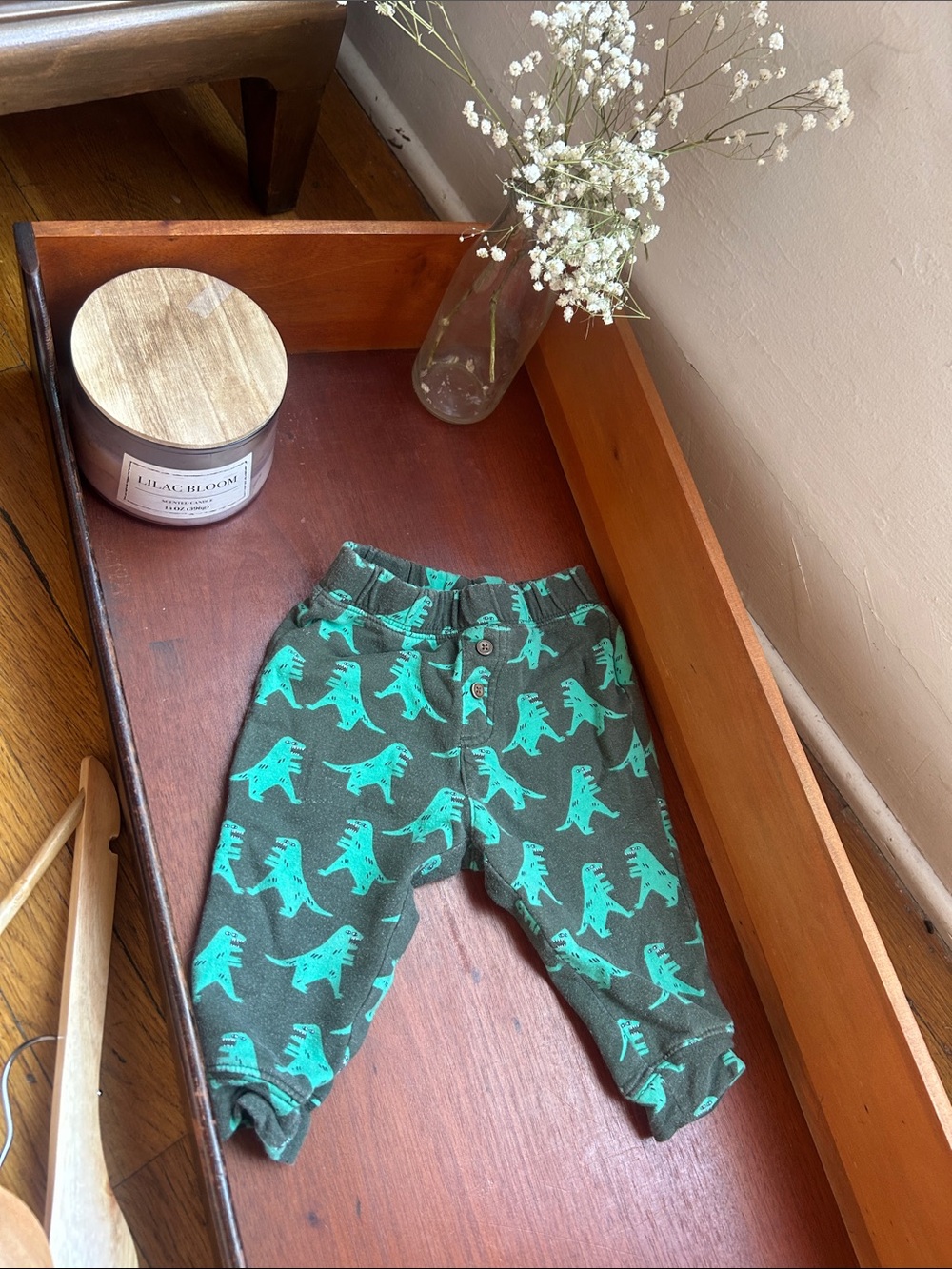 Gymboree Green Pajama Pants with Mint Dinosaur Print 6-12 months